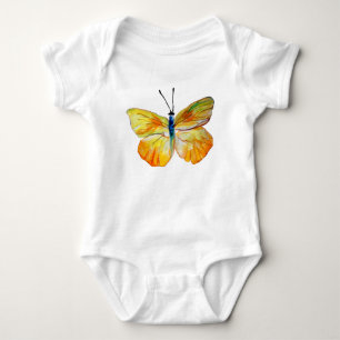 Gult Butterfly Watercolor drawJersey Bodykostym T Shirt