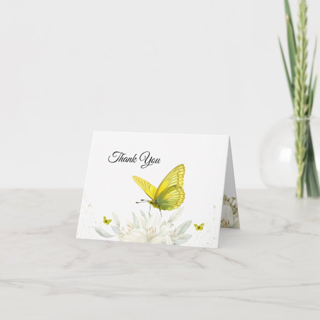 Gult Butterfly Watercolor - tackkort (Framsida)