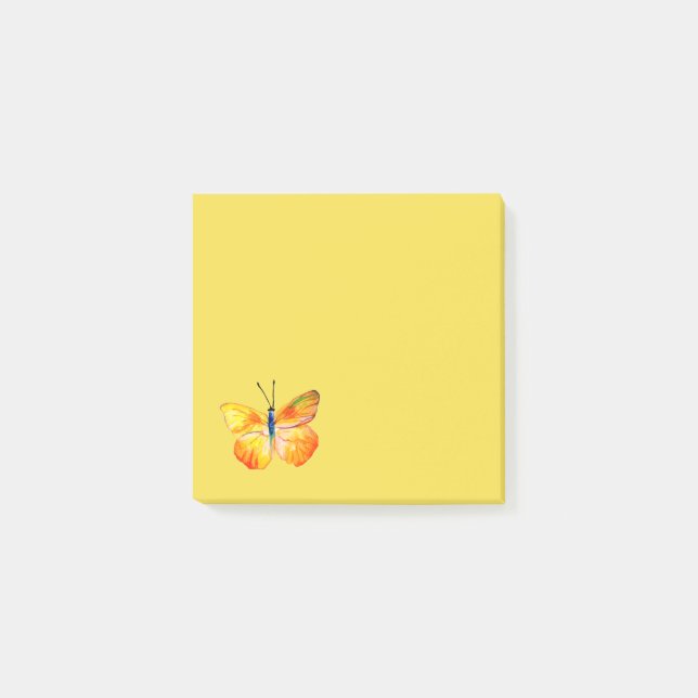 Gult Butterfly Watercolor Teckning Post-it Notes Block (Framsida)