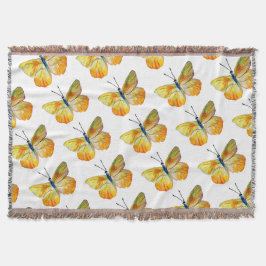 Gult Butterfly Watercolor Throw Blanket Mysfilt
