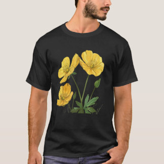 Gult Butterkon för söt Dandelion och Daisy Fl T Shirt
