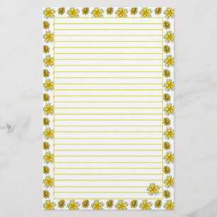 Gult Butterpe vattenfärgsfärgade blommor Längda Brevpapper