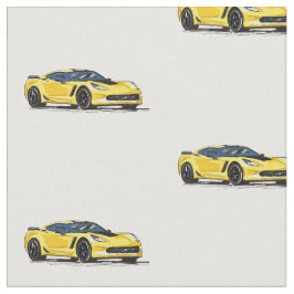 Gult C7 Korvette Hand plockade Sketch Fabric Tyg