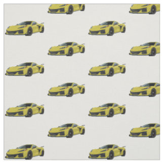Gult C8 Korvette Sports Car Hand plockade Fabric Tyg