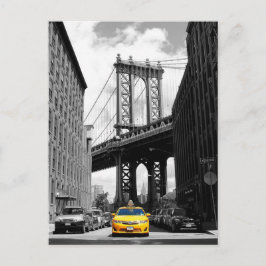 Gult Cab nära Manhattan Bridge, New York City Vykort