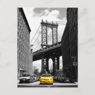 Gult Cab nära Manhattan Bridge, New York City Vykort