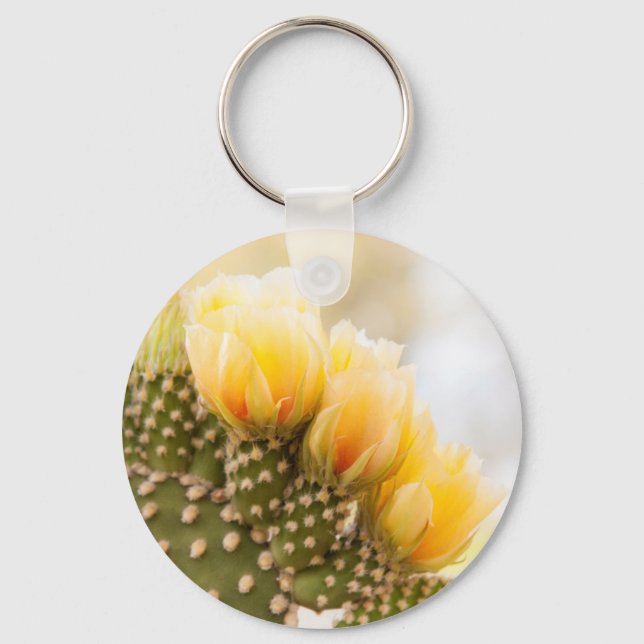 Gult cactum blomstrar i Arizona Nyckelring (Framsida)
