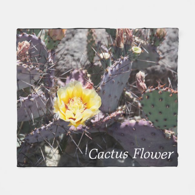 Gult cactus blomma i vår fleecefilt (Framsidan (Horisontell))