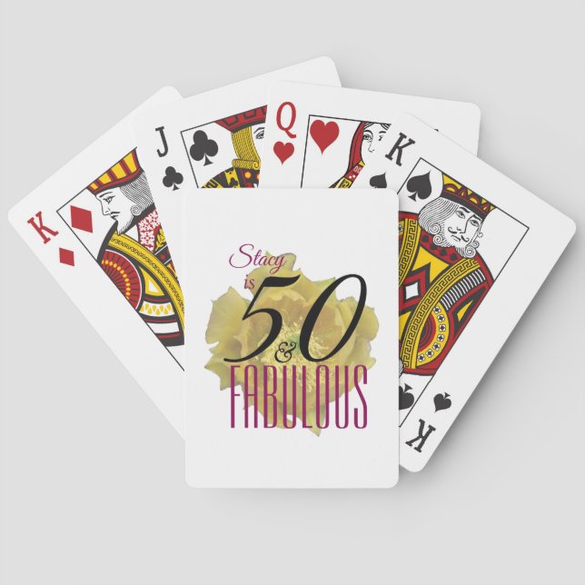 Gult Cactus Flower 50 och Fabulous Birthday Casinokort (Baksidan)