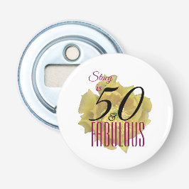 Gult Cactus Flower 50 och Fabulous Birthday Flasköppnare