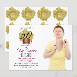 Gult Cactus Flower 50 och Fabulous Birthday Inbjudningar