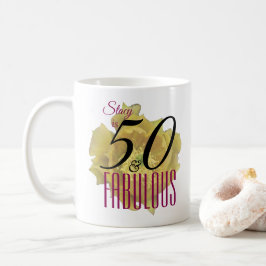 Gult Cactus Flower 50 och Fabulous Birthday Kaffemugg