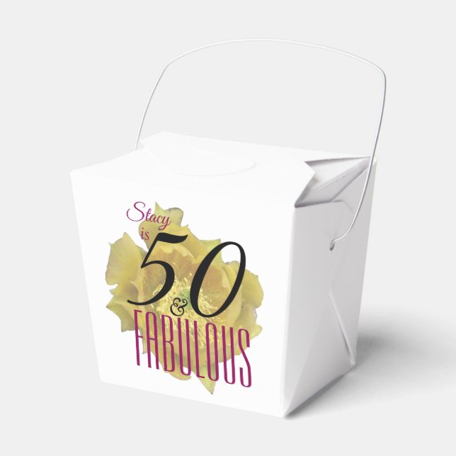 Gult Cactus Flower 50 och Fabulous Birthday Presentaskar (Framsidan Sidan)