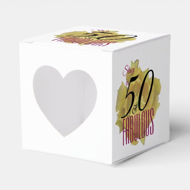 Gult Cactus Flower 50 och Fabulous Birthday Presentaskar (Framsidan Sidan)