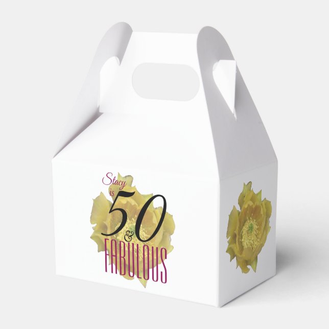 Gult Cactus Flower 50 och Fabulous Birthday Presentaskar (Framsidan Sidan)