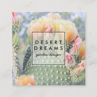 Gult Cactus Flower Desert Garden Photo Travel Fyrkantigt Visitkort