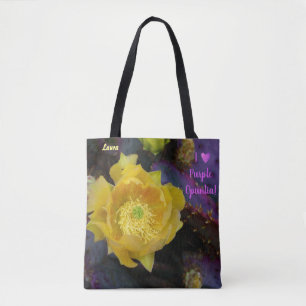 Gult Cactus Flower / Lila Prickly Pear / AZ / Tygkasse