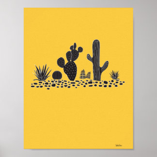 Gult Cactus och Succulents Poster