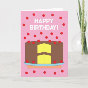 Gult Cake & Chocolate Frosting: Rosa Birthday Kort
