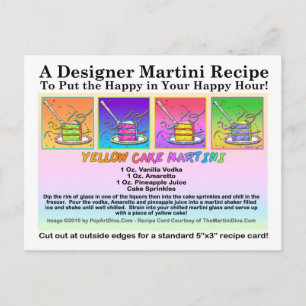 Gult Cake Martini Recept Card-vykort Vykort