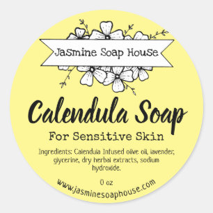 Gult Calendula Soap-etiketter Runt Klistermärke