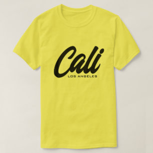 Gult Cali Los Angeles-skript typografi t shirt