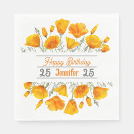 Gult California Poppies Personlig Napkin Pappersservett