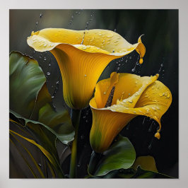 Gult Calla Lilies Lily Flower Art Print Poster