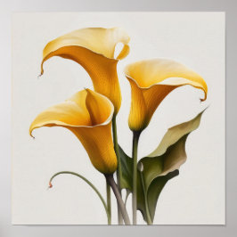 Gult Calla Lilies Lily Flower Art Print Poster