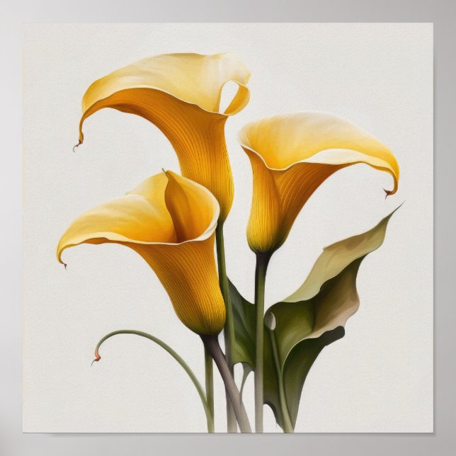 Gult Calla Lilies Lily Flower Art Print Poster (Framsidan)