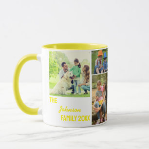 Gult Calligraphy Family Photo Collage Mugg
