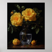 Gult Camellia Flowers Art Print Poster