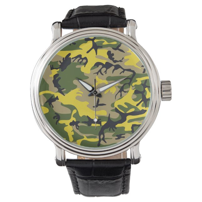 Gult Camouflage Armbandsur (Framsida)