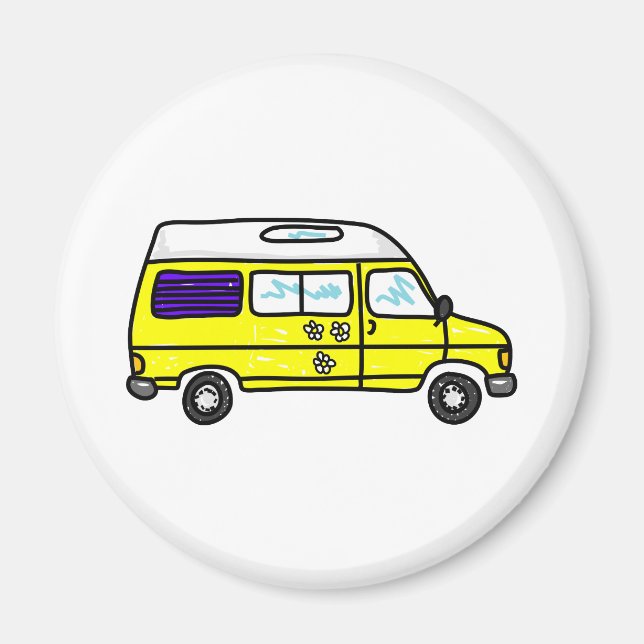 Gult Campervan Magnet (Framsidan)