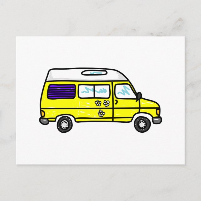 Gult Campervan Vykort (Framsida)