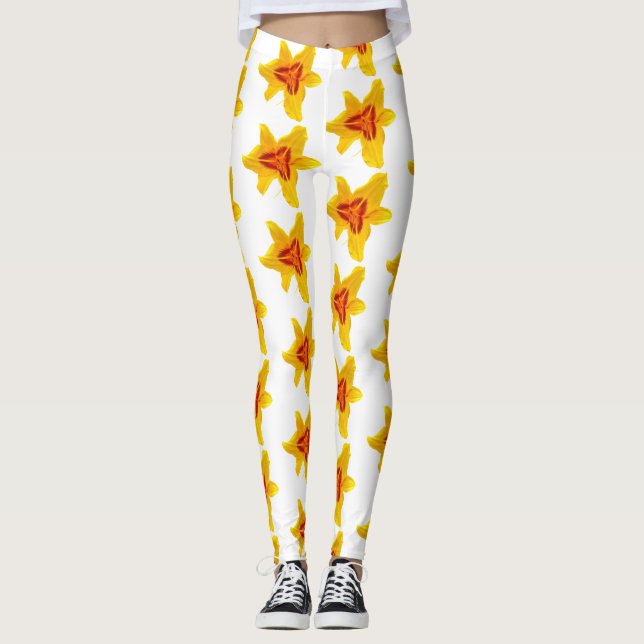 Gult Canada Lilly Blommars Leggings (Framsida)