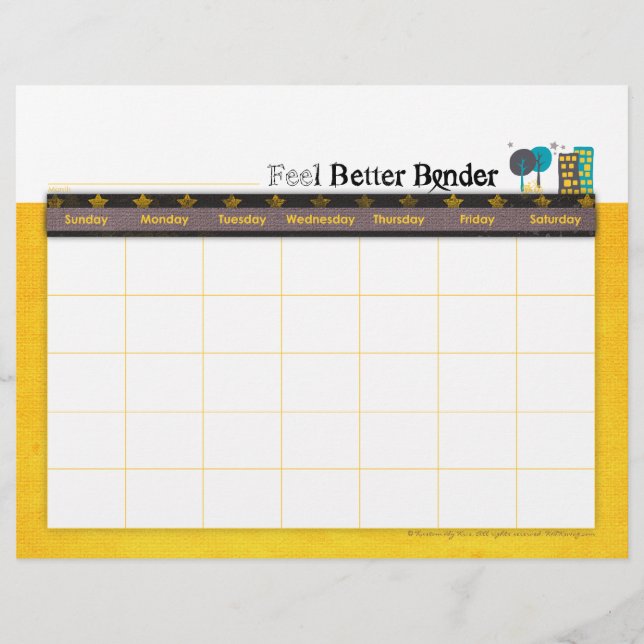 Gult Cance känner bättre Binder Calendar Flyer (Framsidan)