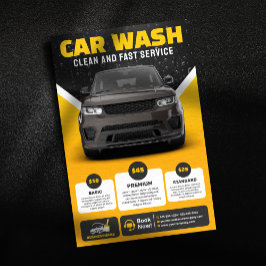 Gult Car Tvättar Tvätta för automatisk identifieri Flygblad