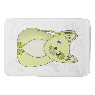 Gult Cat med Naughty Smile Duvet Cover Badrumsmatta