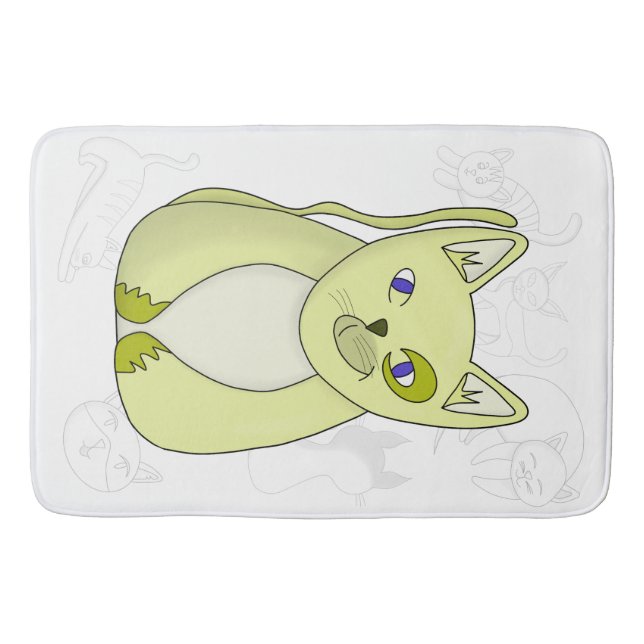 Gult Cat med Naughty Smile Duvet Cover Badrumsmatta (Framsidan)