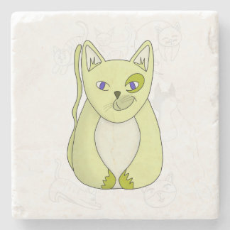 Gult Cat med Naughty Smile Duvet Cover Stenunderlägg