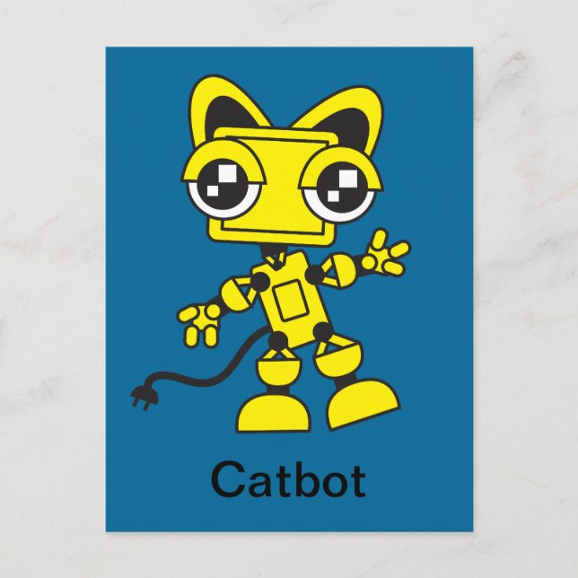 Gult Catbot Vykort (Framsida)