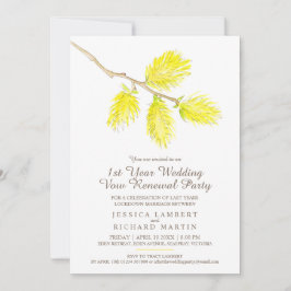 Gult catkin vår 1:a bröllop vow förnyelse party inbjudningar