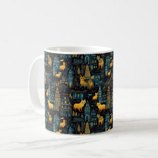 Gult Cats in City Night Ai Art Kaffemugg