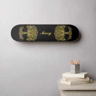 Gult Celtic Livets träd Mini Skateboard Bräda 18,5 Cm