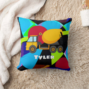 Gult Cement Lastbil, Geometric Shapes Child's Namn Kudde