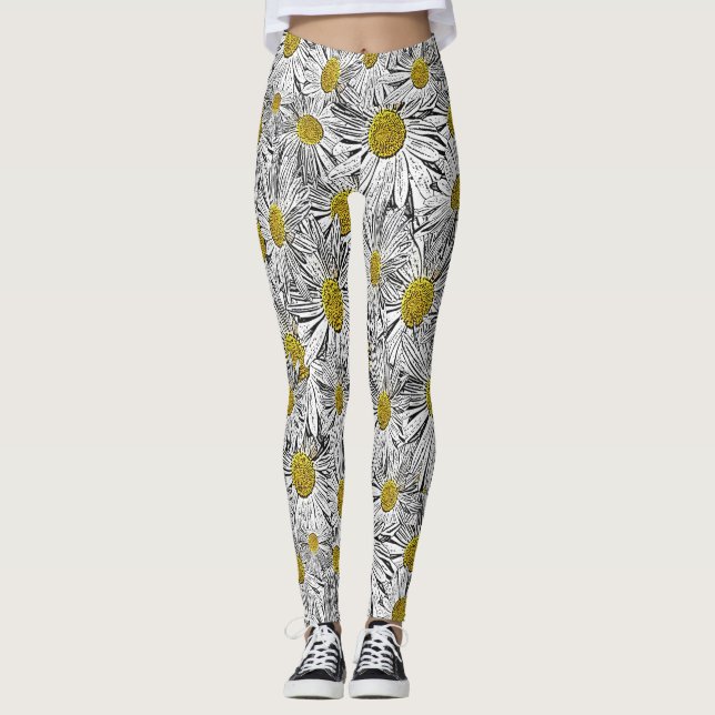 Gult Centrerade Daisy Leggings (Framsida)