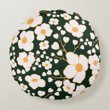 Gult Centrerade vitblommor och Gröntens bakgrund