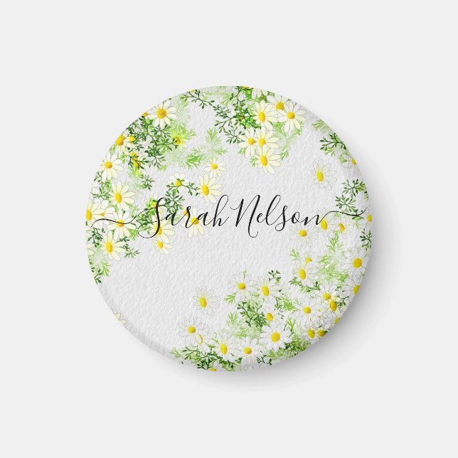 Gult Chamomile Flowers Magnet (Framsidan)