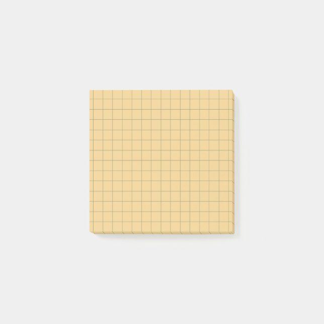 Gult Checkated Mönster Bright Grid Design Office Post-it Block (Framsida)
